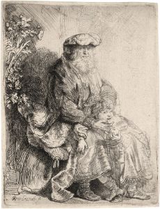 Abraham caressing Isaac