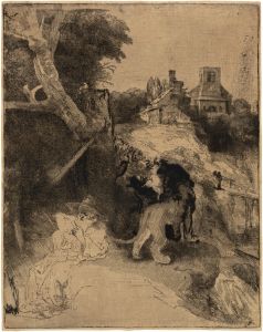 Saint Jerome reading in an Italian Landscape