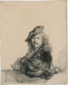 Self-Portrait leaning on a Stone Sill