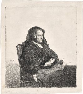 The Artist’s Mother seated at a Table, looking right