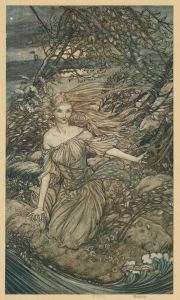 He saw by the moonlight momentarily unveiled, a little island encircled by the flood ; and there under the branches of the overhanging trees was Undine.