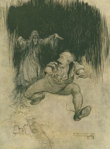 The moment her shadowy form met his view he…made one grasshopper spring to the door–and was gone!