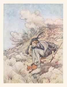 Away they flew over stock and stone, at such a pace that his hair whistled in the wind
