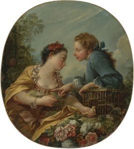 A Young Woman And Youth Placing Young Birds In A Cage; ‘the Bird Nesters’