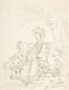 Peasant Girl Riding an Ox with Companions