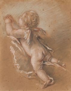 Winged Cherub Seen from the Back with Upraised, Clasped Hands