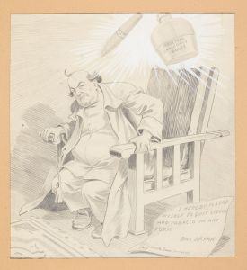 Bill Bryan seated in a chair with a bottle