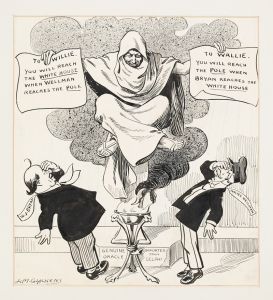 Oracle  seated cross-legged in cloud of smoke