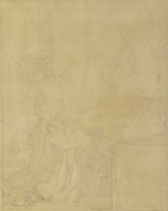 Franz Brentano mit dem Heiligen Franziskus in Verehrung vor der Madonna