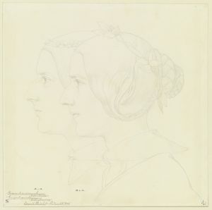 Maximiliane von Arnim, Gräfin Oriolla, und Armgart von Arnim, Gräfin Flemming, im Profil nach links