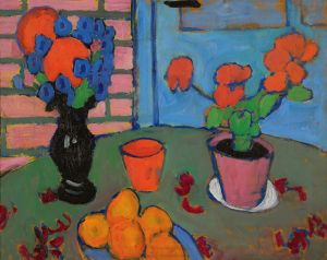 Stillleben Mit Blumen Und Orangen