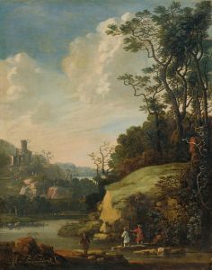 Hilly Landscape With Figures By A River