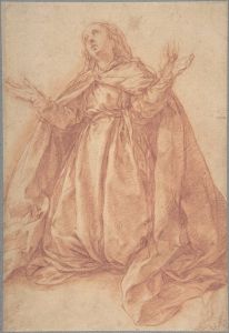 Kneeling Female Figure with Upraised Arms