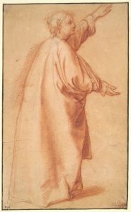 Study of a woman in a wide mantle