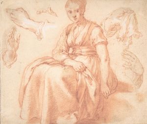 Study of a Seated Woman and Five Studies of Hands