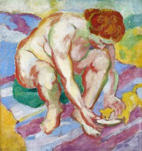 Nude with a cat