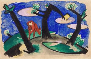 Landscape with a red animal