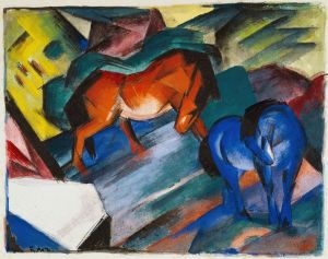 Red and blue horse