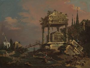 Imaginary View with a Tomb by the Lagoon