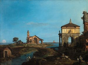 An Island in the Lagoon with a Gateway and a Church