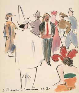 Artists’ Ball; Pierrot and Figures Standing