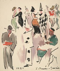 Artists’ Ball; Pierrot, Harlequin, and Dancers